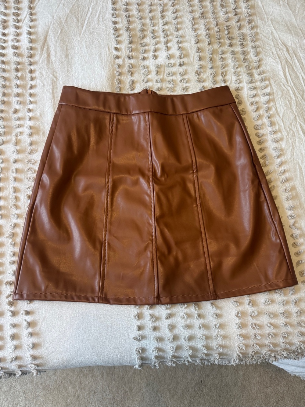 Women's Faux Leather A-Line Mini Skirt in Brown